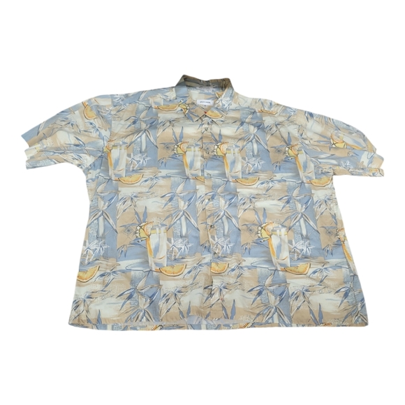 Vintage Blue Pierre Cardin 100% Cotton Hawaiian Shirt Made Korea |Size 2 X-Large - Picture 8 of 8